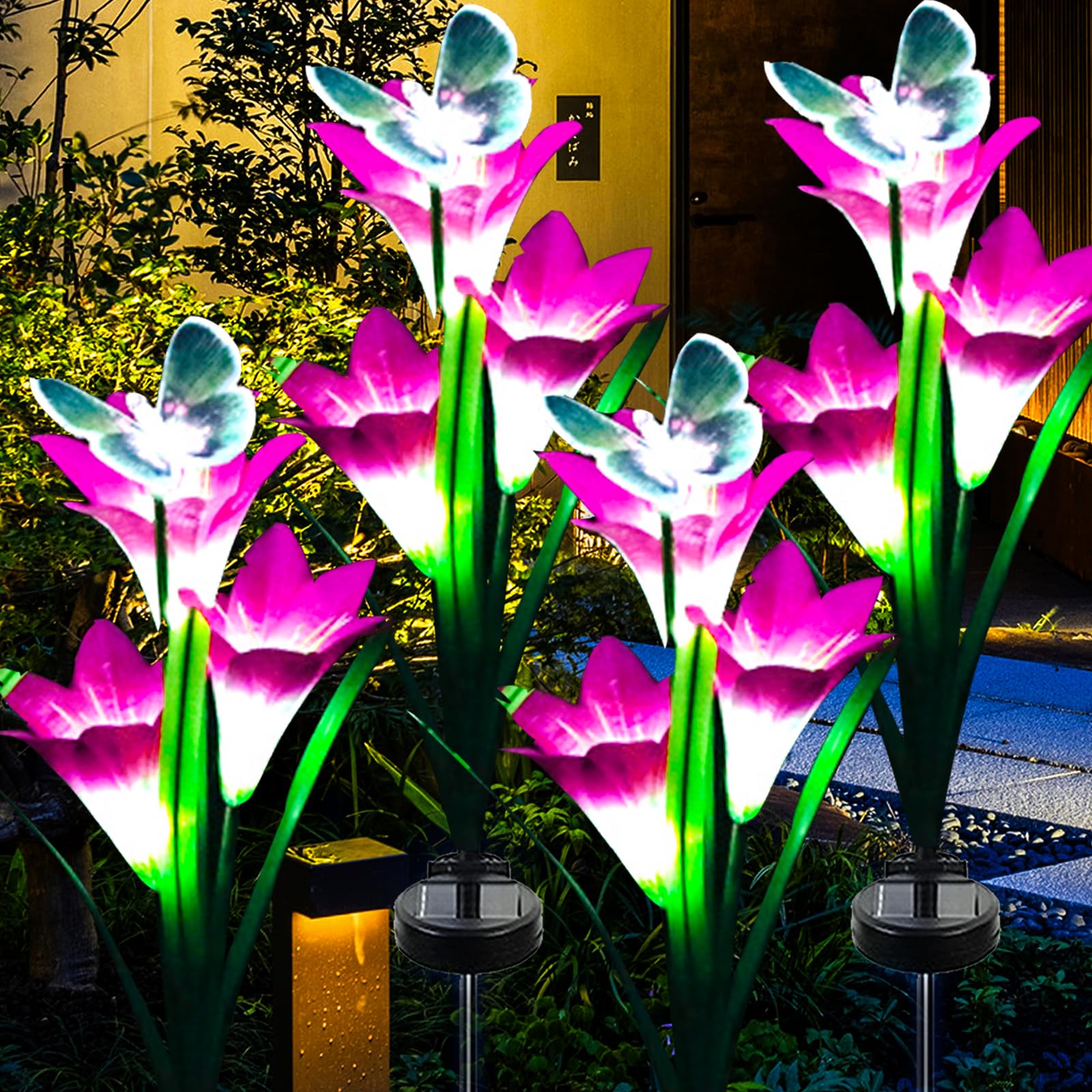 4 Pack Solar Butterfly Garden Lights - Waterproof Outdoor Landscape Lighting with Color Changing LED for Patio, Lawn & Yard Decoration | Perfect for Pathway, Flower Beds & Backyard Ambiance