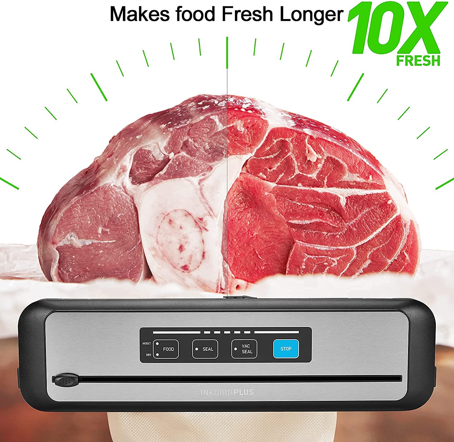 INK VS01 Vacuum Sealer Machine for Food Preservation - Compact & Efficient Vacuum Sealing System for Freshness, Sous Vide, Meal Prep & Storage