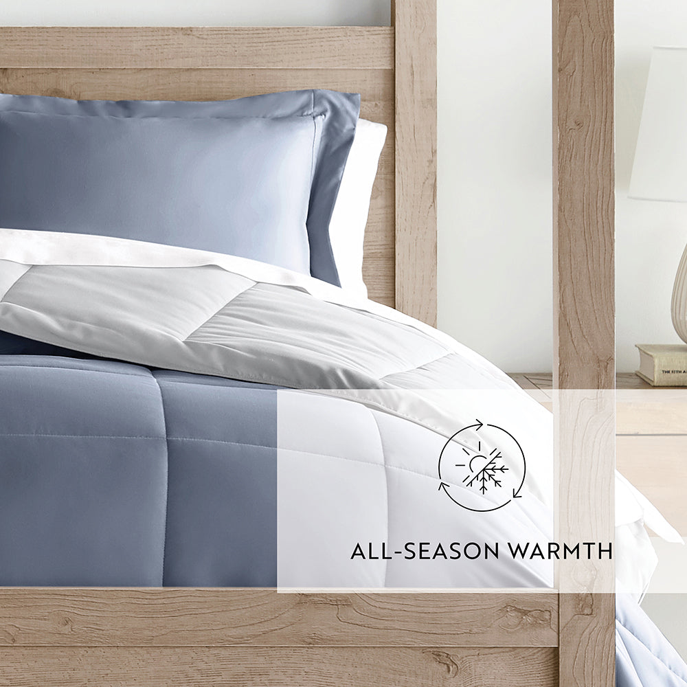 Reversible Down Alternative Comforter Set - All Season Hypoallergenic Bedding - Queen Size for Cozy Bedroom & Guest Room Comfort