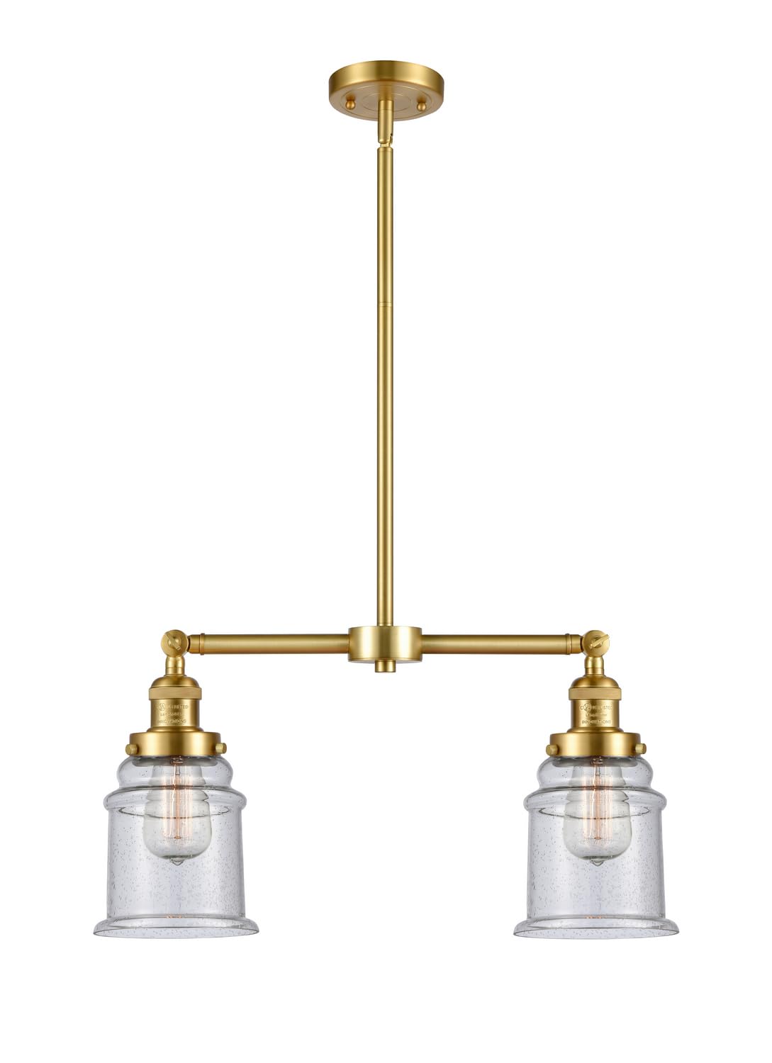 209-SG-G184 Canton 2 Light Chandelier - Vintage Style Ceiling Fixture for Dining Room, Bedroom & Foyer - Elegant Brass Finish with Glass Shades