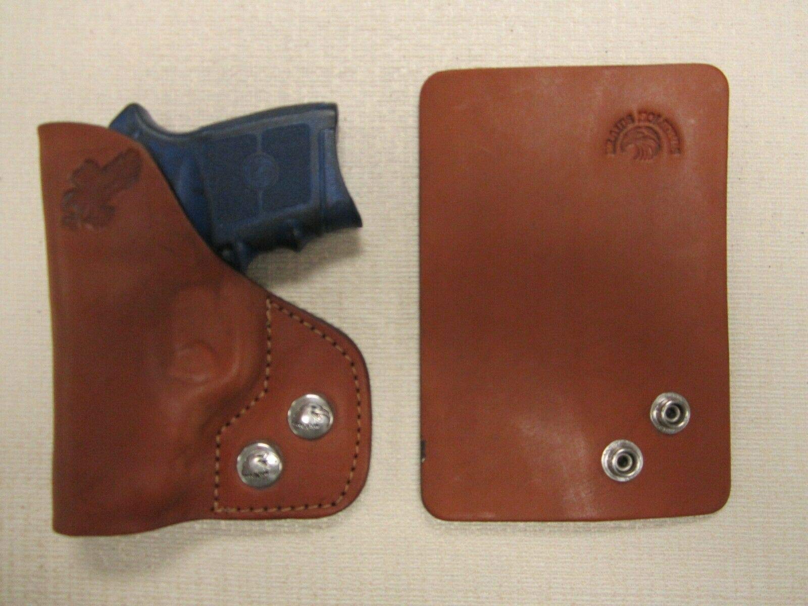 Smith & Wesson Bodyguard 380 Pistol with Integrated Laser - Premium Brown Leather Concealed Carry Wallet Holster for Everyday Protection & Self Defense