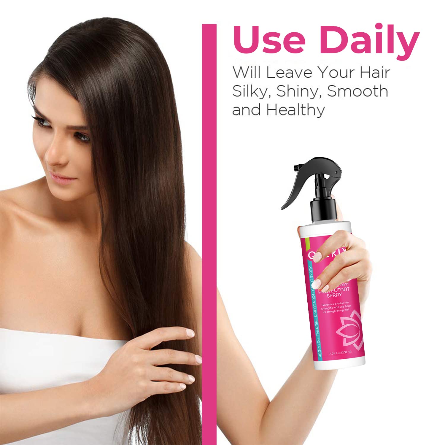 QLERIX Premium Keratin & Argan Oil Heat Protectant Hair Spray - Sulfate & Paraben Free Styling & Straightening Spray for Men & Women | Salon-Quality Protection for Blowouts, Flat Ironing & Daily Styling