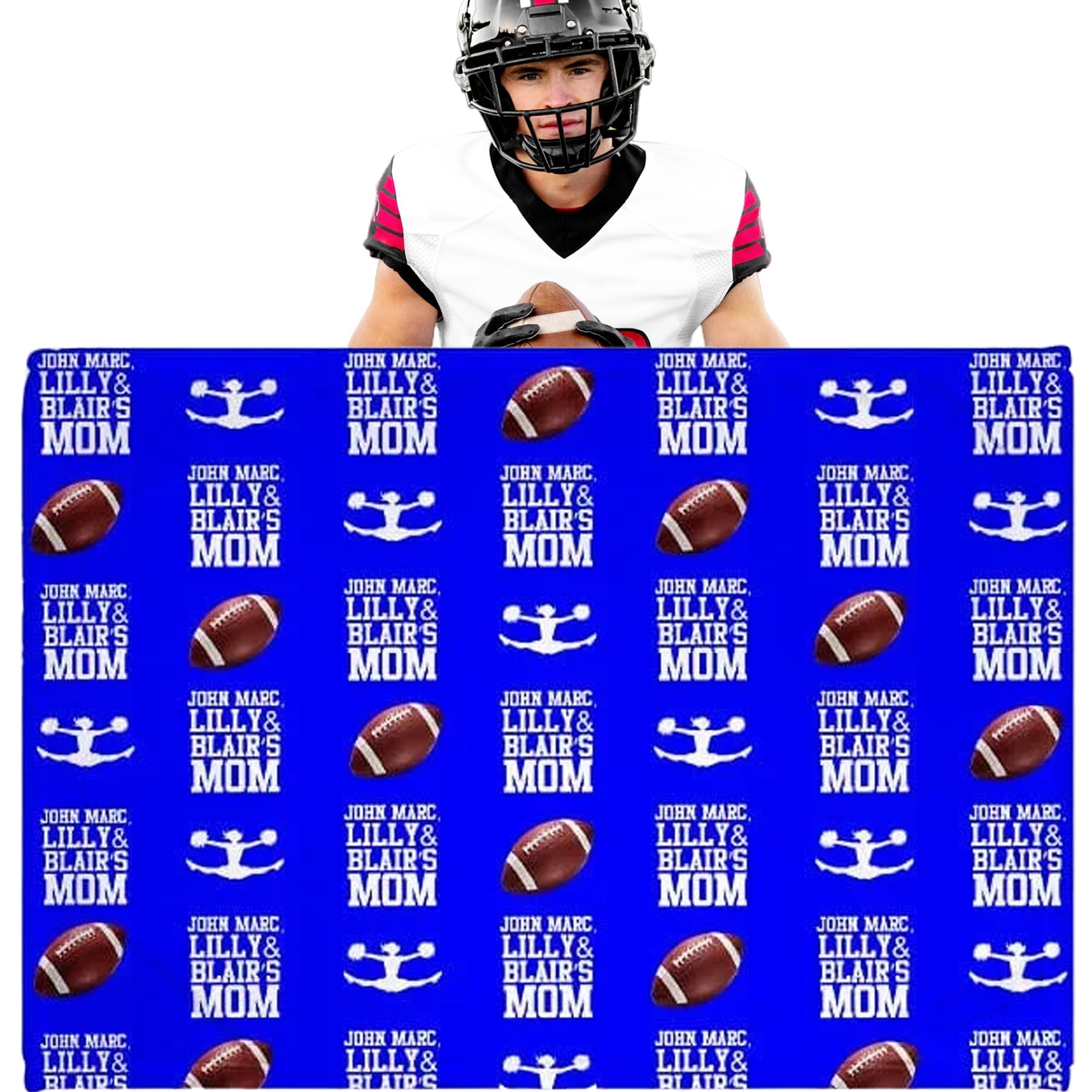 Custom Personalized Sports Bleacher Blanket with Name - Football Team Blanket for Women & Men - Wearable Stadium Blanket for University Games, Football Season & Tailgating - Perfect for Game Day, Christmas Gifts & Outdoor Events