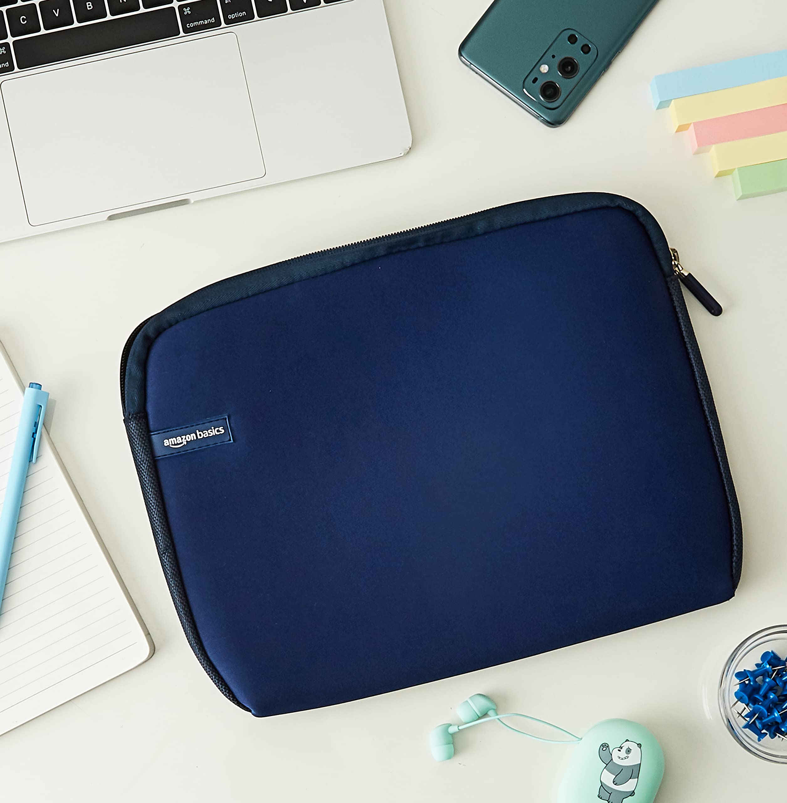 Amazon Basics 11.6-Inch Laptop Sleeve - Protective Neoprene Case for MacBook Air, Chromebook & Ultrabooks - Navy Blue - Perfect for Travel, School & Office Use