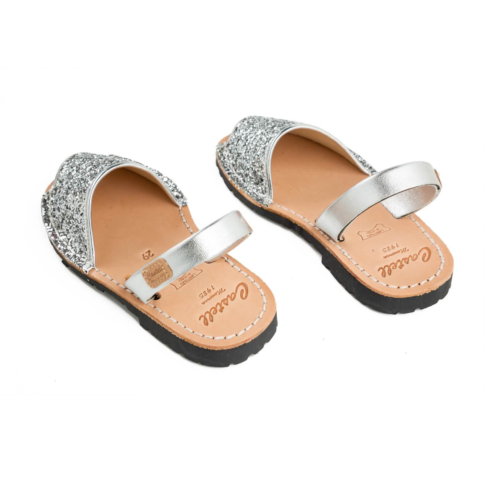 Sparkly Leather Menorcan Sandals for Kids - Iker 1097R - Comfortable & Stylish Beach Shoes for Summer Vacations & Outdoor Play