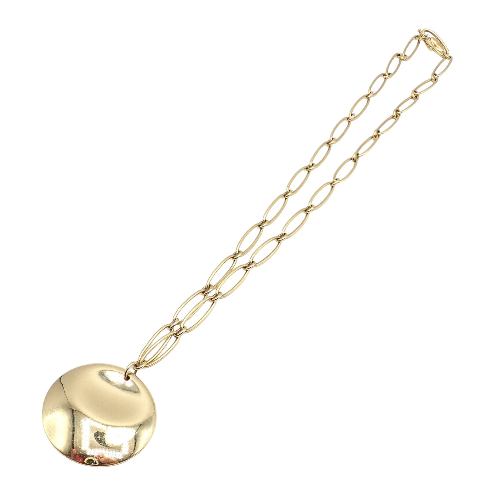 Authentic Tiffany & Co Peretti 18k Yellow Gold 30mm Disc Pendant Necklace - Elegant Jewelry Gift for Women, Perfect for Weddings, Anniversaries & Special Occasions
