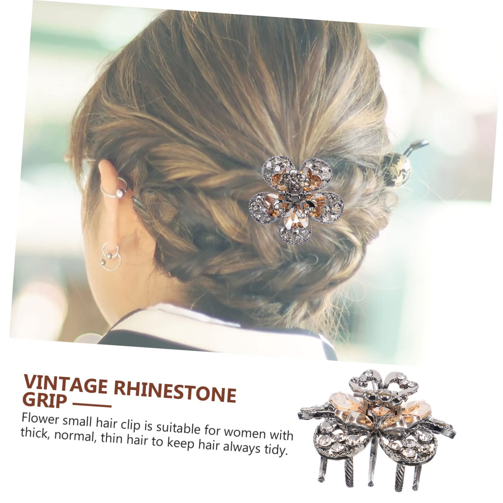 Vintage Rhinestone Flower Hair Clips for Women - Party & Wedding Accessories