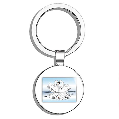 Premium Swan Love Double-Sided Stainless Steel Keychain - Elegant Key Ring Holder with Car Key Finder - Perfect for Couples Gifts, Housewarming, and Everyday Key Organization