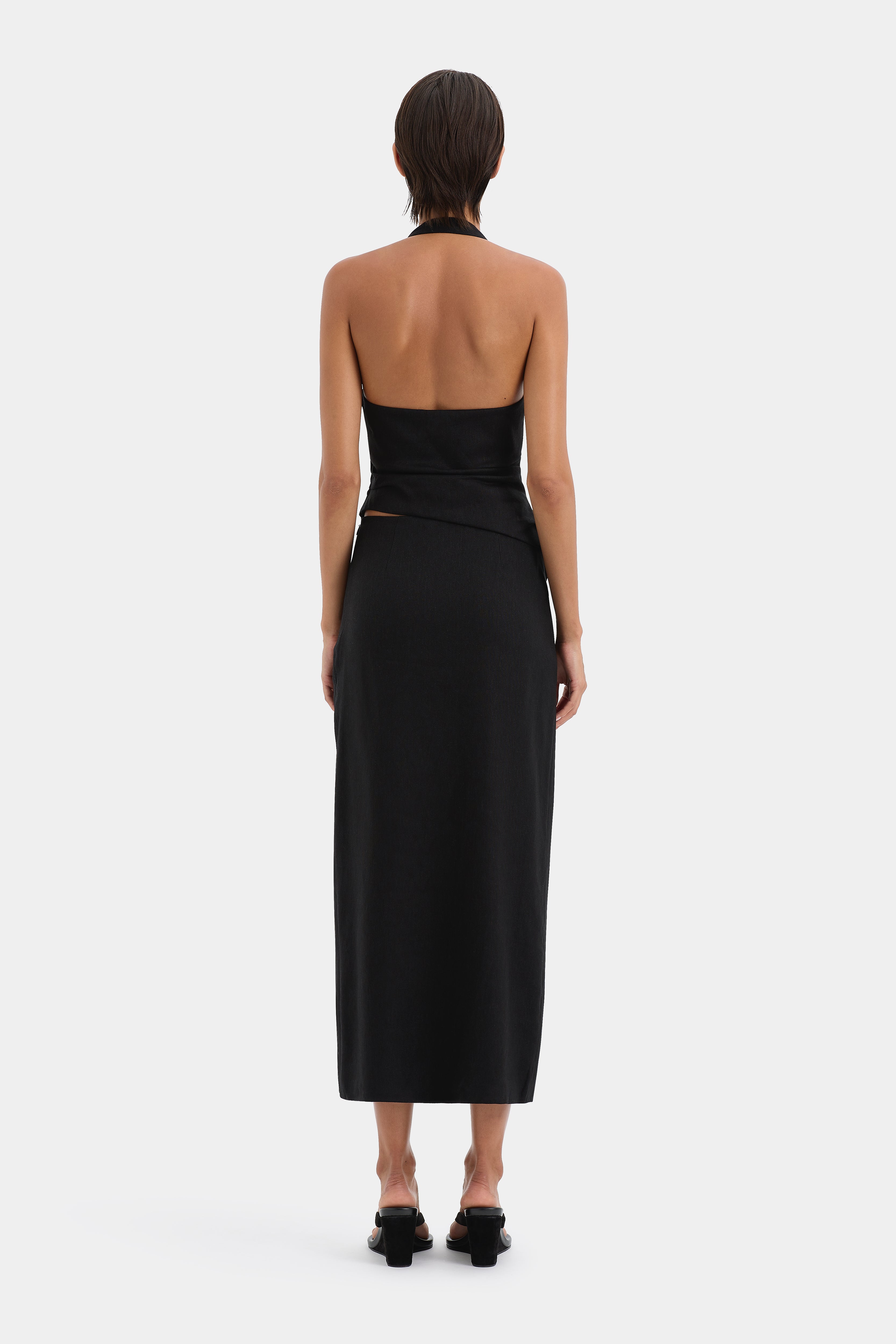 Elegant Dorian Ruched Midi Skirt for Women - Stretchy High Waist Bodycon Pencil Skirt - Perfect for Office, Party & Date Night