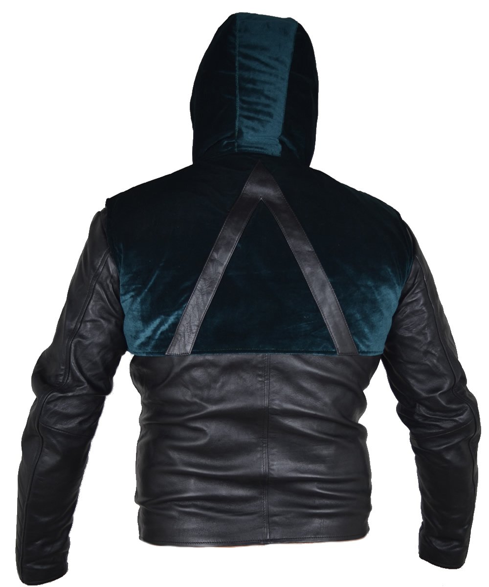 Classyak Men's Fashion Arrow Leather Jacket with Hood - Stylish Biker Jacket for Casual & Motorcycle Riding