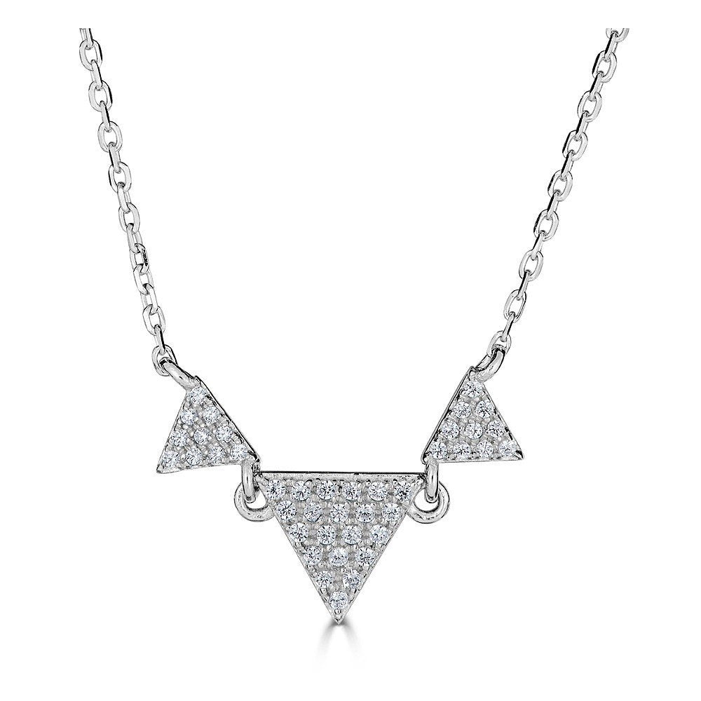 14KT Gold .13 CTW Diamond Triangle Pave Necklace for Women - Elegant Layering Jewelry for Everyday Wear & Special Occasions