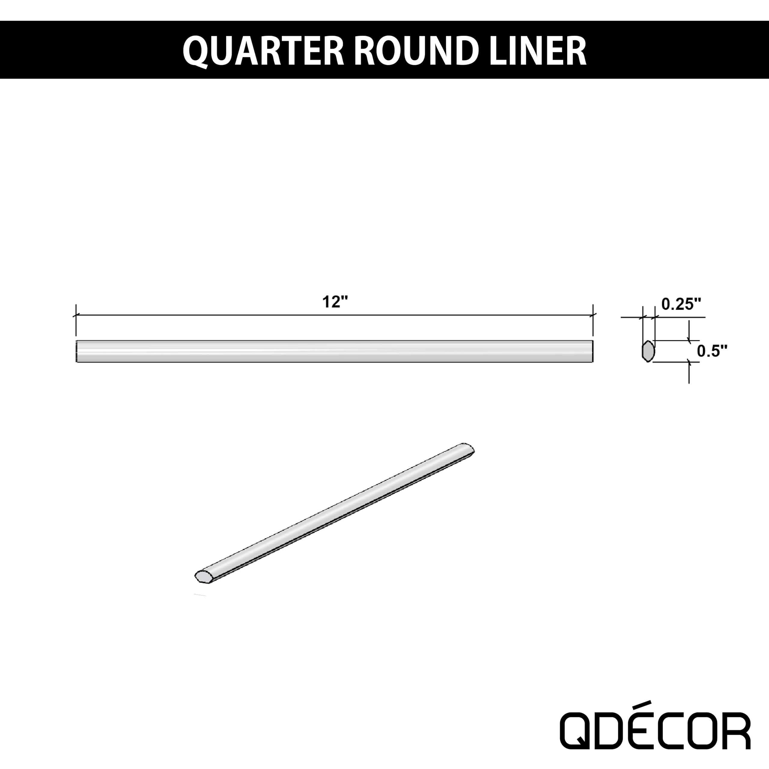 Questech Decor 1/2 x 12 Inch White Matte Quarter Round Tile Trim - 12 Pack | Corner Shower Tile Edge Trim & Jolly Tile Liner Cap for Kitchen Backsplash, Bathroom Shower & Wall Protection | Perfect for DIY Home Renovation & Waterproof Edge Finishing