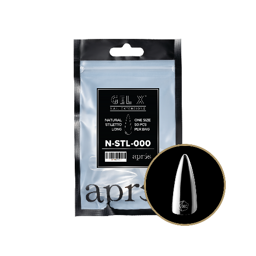 Apres Gel X Refill Tips 2.0 - 50pcs Natural Long Stiletto Nail Extensions for Professional Salon & DIY Manicure at Home