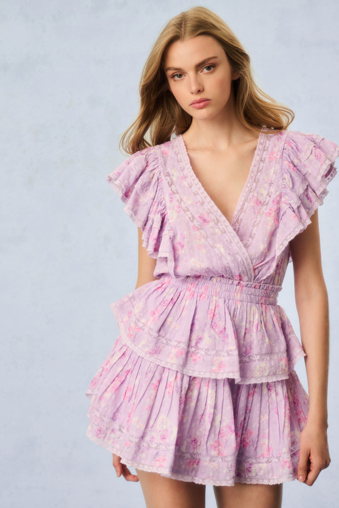 Gwen Floral Print Cotton Mini Dress - Women's Summer Casual Short Sleeve Party Dress for Beach, Vacation & Date Night