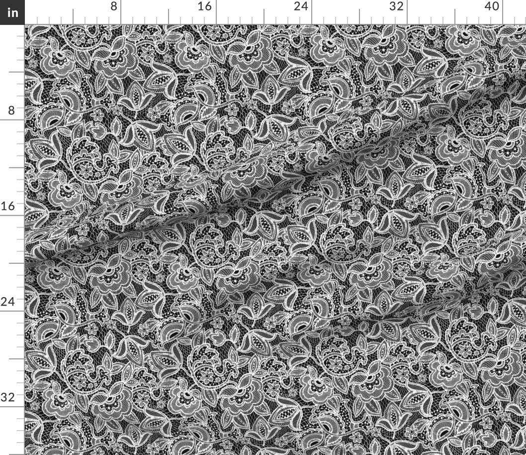 Premium Spoonflower Fabric - Black Modern Lace Nursery Print on Petal Signature Cotton by The Yard | Perfect for Sewing, Quilting, Apparel, Crafts & Home Decor | Ideal for Baby Rooms, DIY Projects & Fashion Design