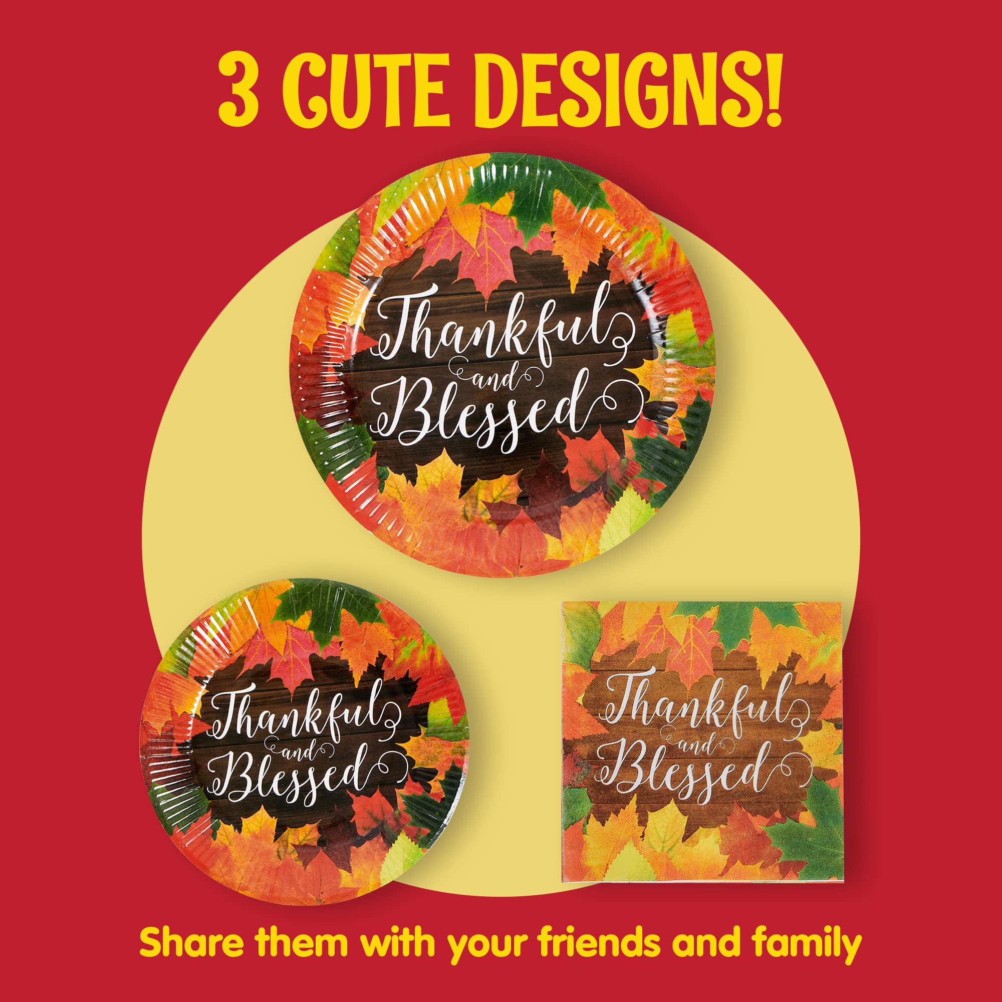JOYIN 96-Piece Thanksgiving Disposable Paper Plates and Napkins Set - 24x10