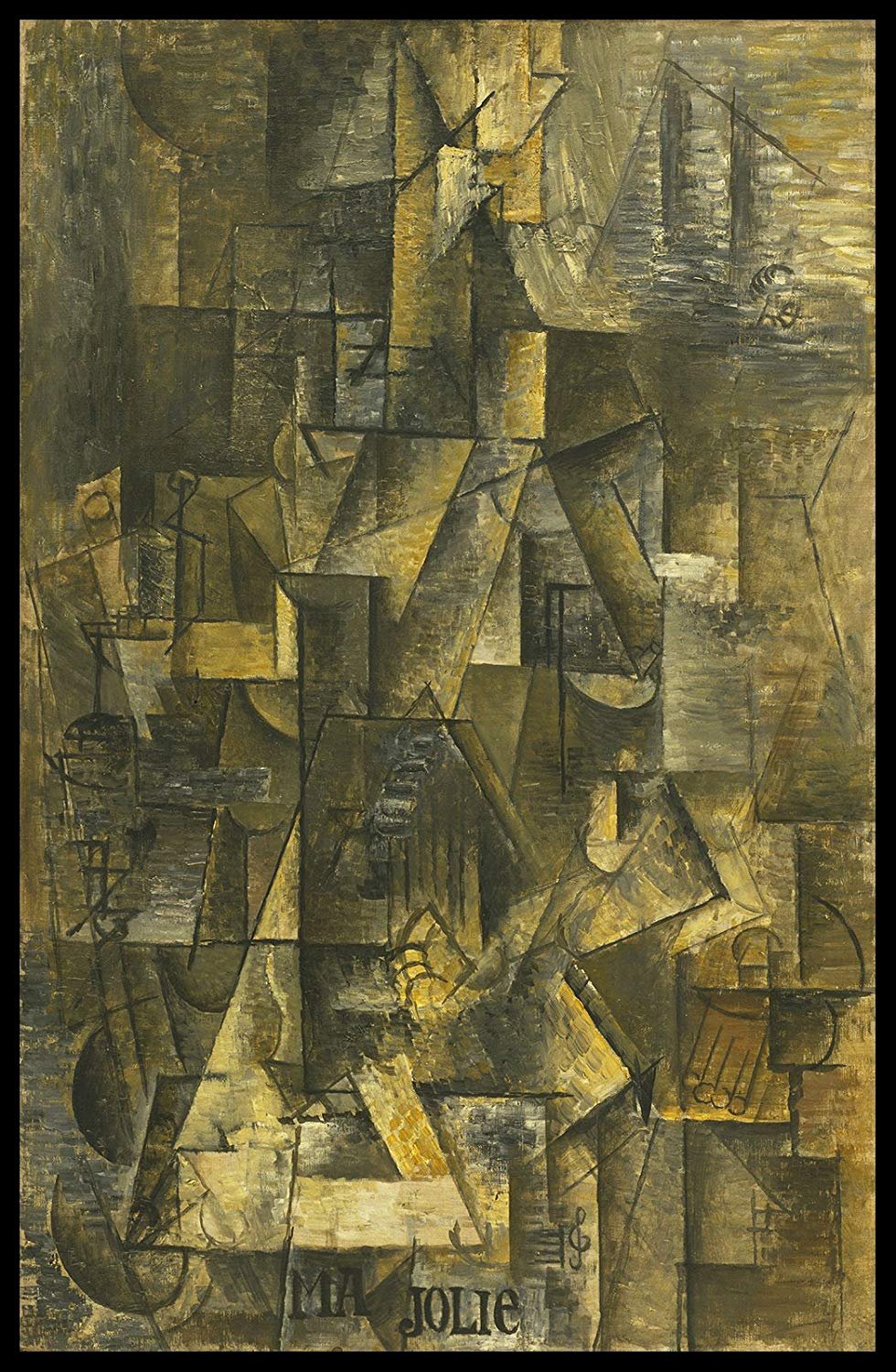 INVIN ART Framed Canvas Giclee Print - Ma Jolie, 1912 by Pablo Picasso - Premium Wall Art Decor (24x36 Inches, Black Slim Frame) - Perfect for Living Room, Bedroom & Office Decor