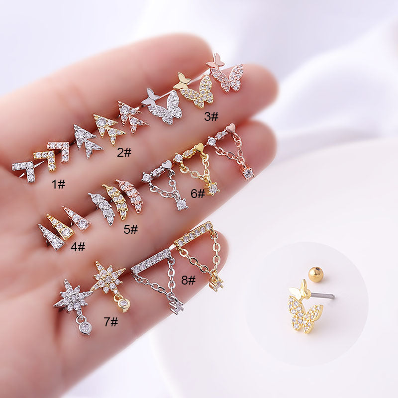 20G Star Floating Helix with Dangle Chain Earring - Trendy Cartilage Hoop Earrings for Women | Perfect for Parties, Date Nights & Everyday Wear (HSPJ644)