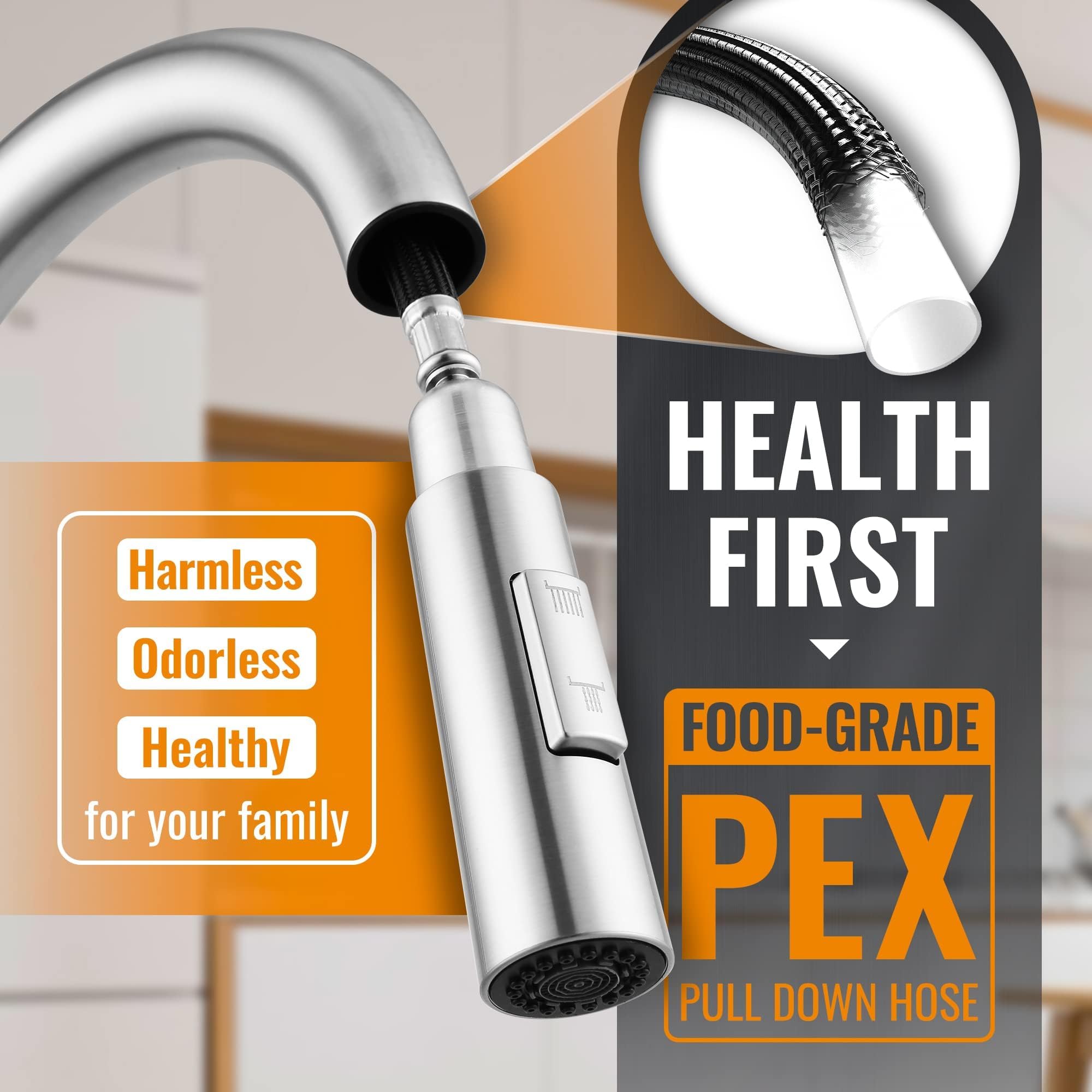 APPASO Brushed Nickel Kitchen Faucet with Pull Down Sprayer and Soap Dispenser - Stainless Steel Modern Sink Faucet for RV, Bar, and Home Kitchen Use | Perfect for Washing Dishes, Filling Pots & Cleaning Produce
