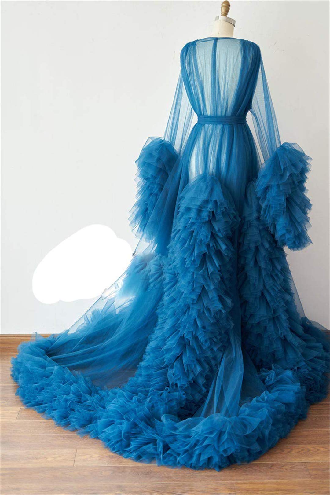 Elegant Tulle Robe - Long Lace Bridal Lingerie Gown for Wedding, Boudoir Photoshoot & Romantic Nights - Plus Size Sleepwear for Women