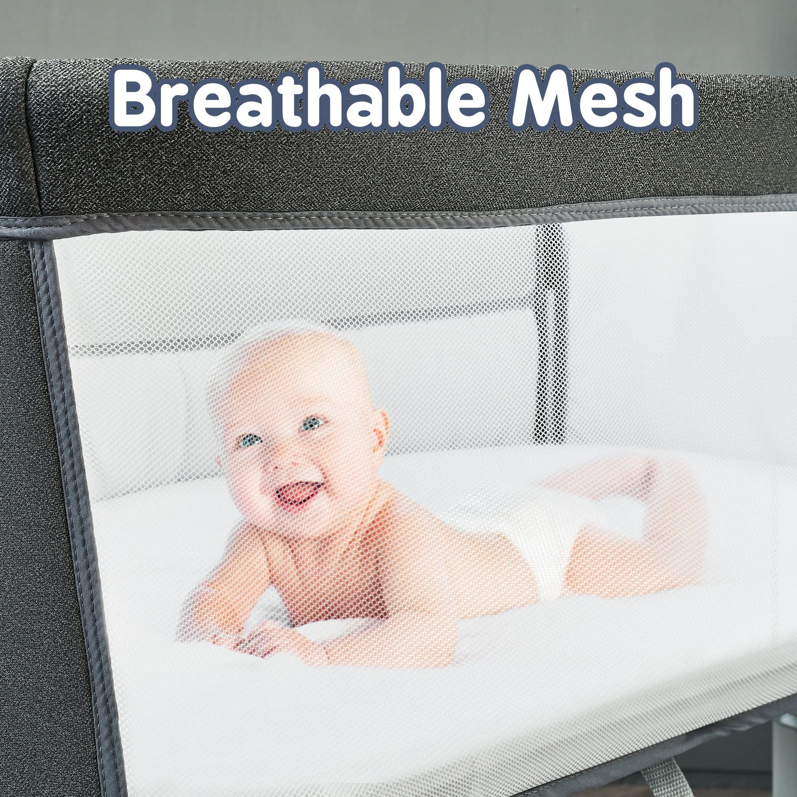 ALVOD Baby Bassinet Bedside Sleeper - Adjustable Height Crib for Infants with Breathable Mesh, Easy Assembly (Dark Grey) | Perfect for Nursery, Bedroom & Travel Use