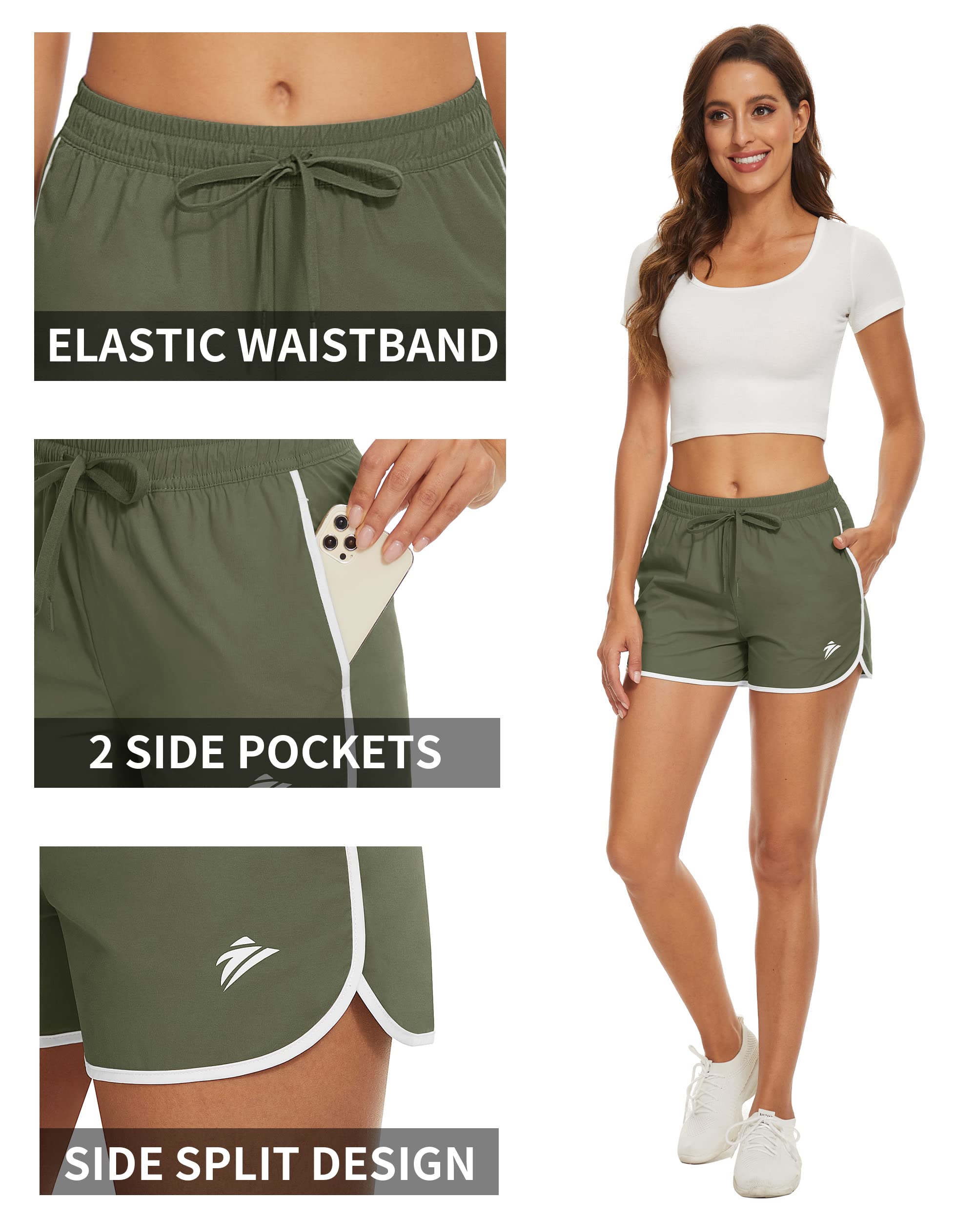 TACVASEN Women's Hiking Shorts with Pockets - Quick Dry Lightweight Outdoor Running Shorts - Breathable Active Sports Shorts for Hiking, Running, Gym & Travel