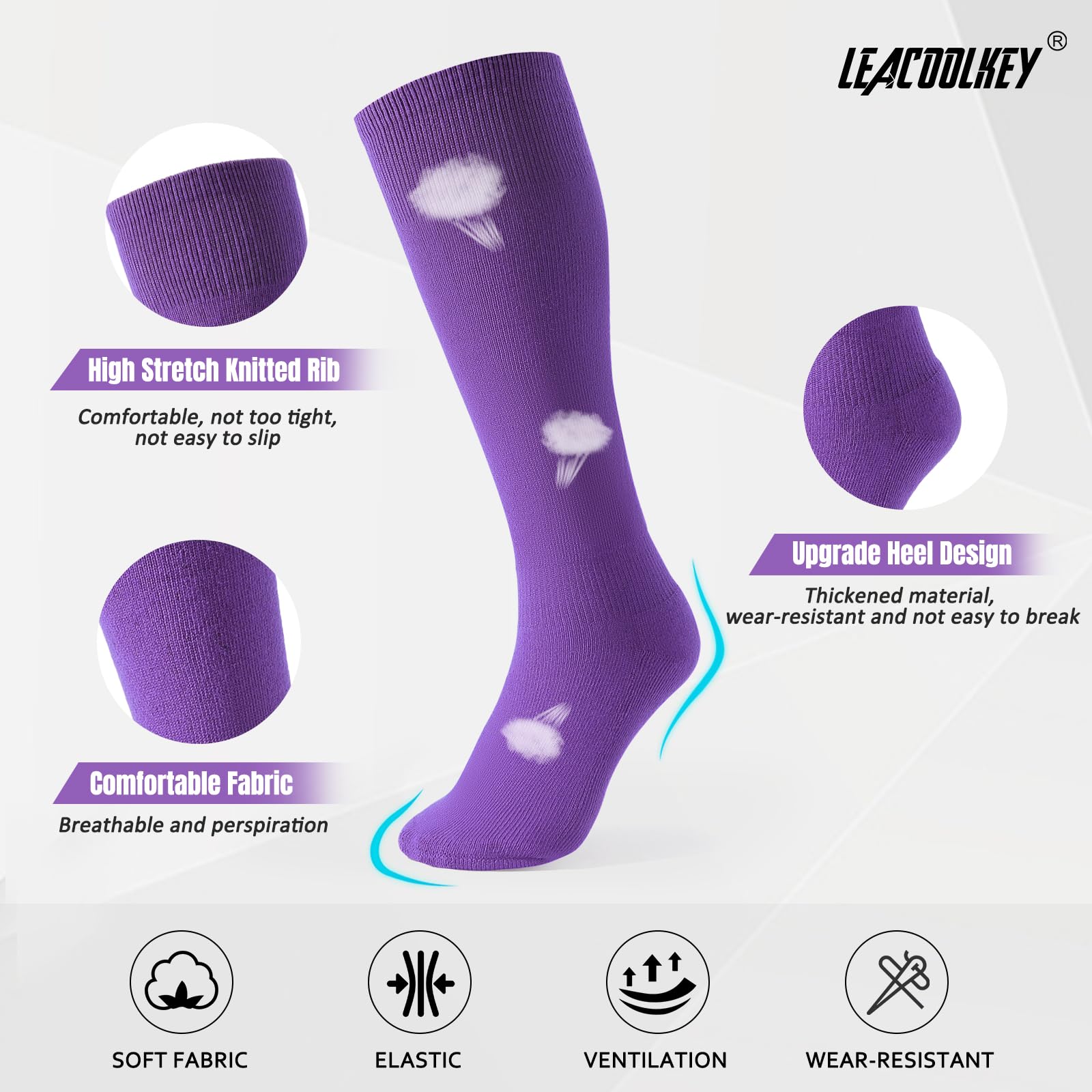 LEACOOLKEY Baseball Socks & Belt Set - Adjustable Elastic Socks with Belt for Adults & Youth - Perfect for Softball, Baseball Games & Sports Training