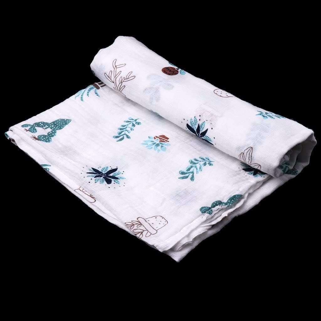 Taotenish Muslin Swaddle Blanket for Newborn Baby - Soft Breathable Receiving Blanket with Cactus Print - Perfect for Swaddling, Nursing, and Photo Shoots