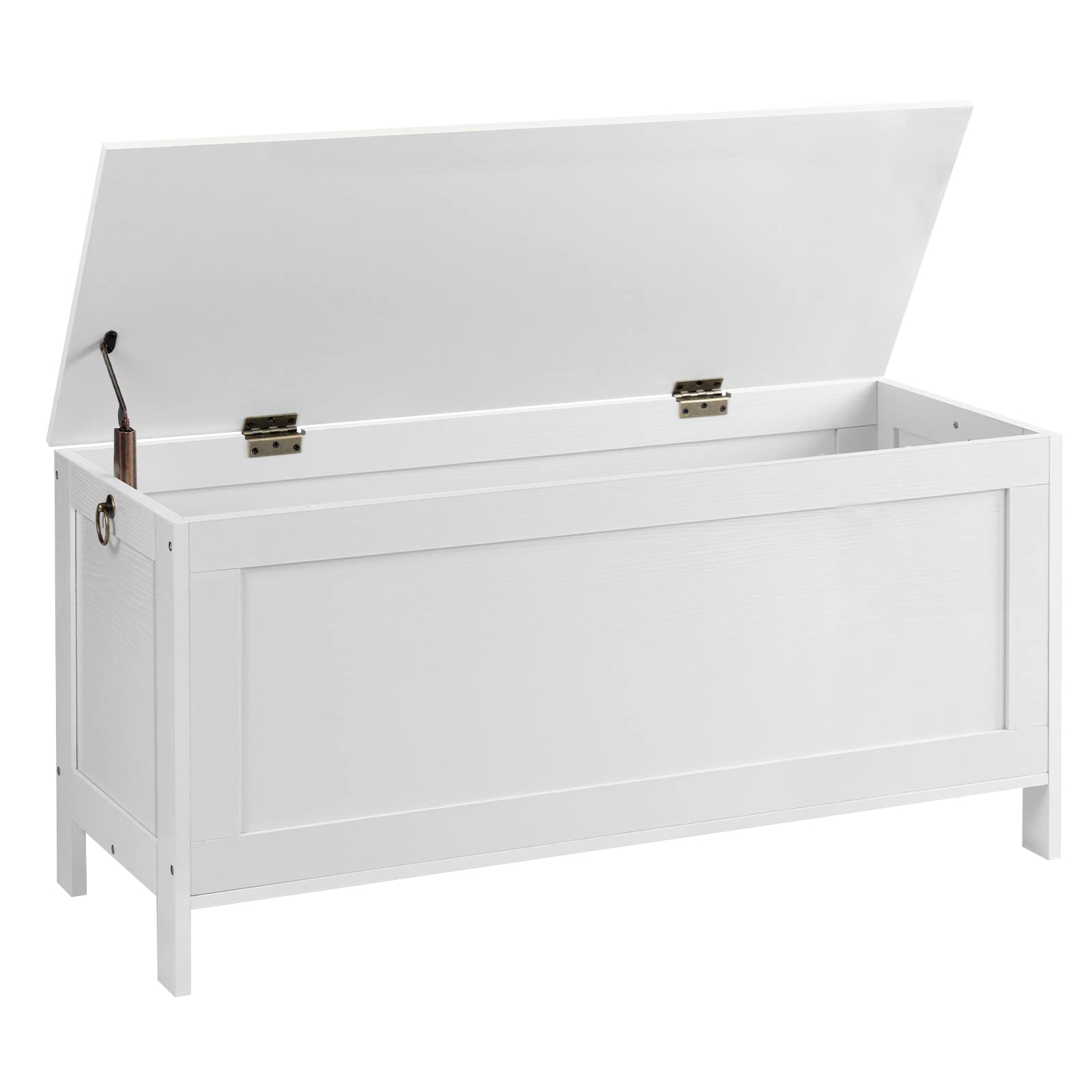 HOOBRO Retro Wooden Toy Storage Chest with Safety Hinge - Entryway Bench & Organizer - 39.4 x 15.7 x 18.9 Inches - Supports 220 lb - Easy Assembly (White) - Perfect for Kids' Room, Nursery, Playroom & Living Room Storage