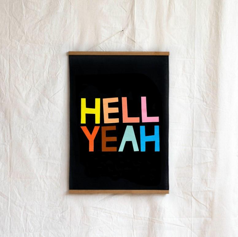 Hell Yeah Art Tea Towel - Premium Cotton Kitchen Towel for Drying Dishes & Decor - Perfect for Home, Kitchen, and Gifts
