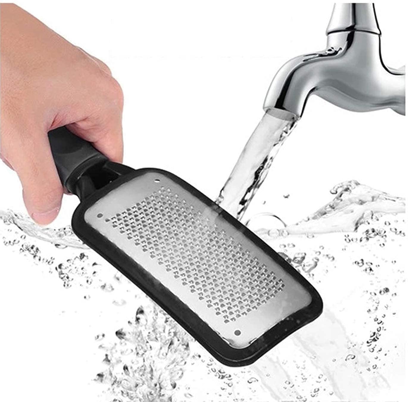 Honexa Stainless Steel Foot Scrubber & Callus Remover - Professional Pedicure Tool for Smooth Feet | Foot File & Exfoliator for Home Spa Care | Pack of 1 in Black | Perfect for Dry, Cracked Heels & Rough Skin