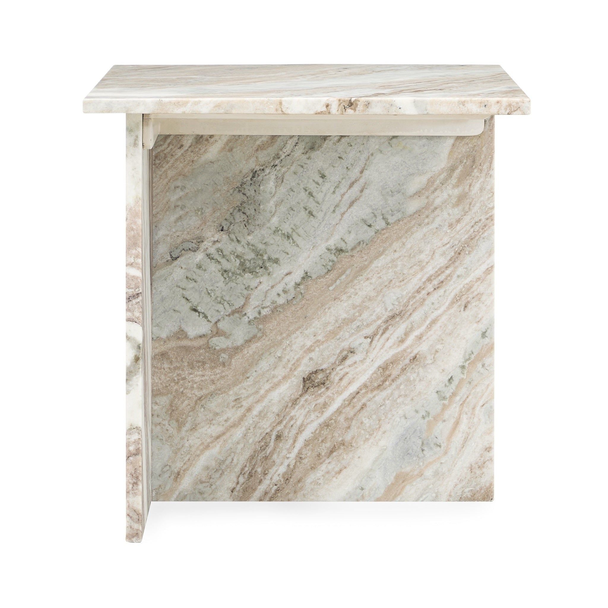 Bexly Modern Marble Square End Table - Stylish Living Room Side Table for Sofa, Bedroom & Office Decor