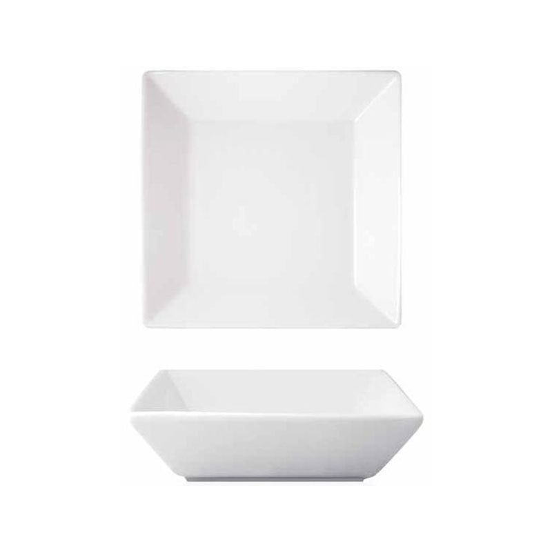 FOH Kyoto Square Bowl - 17 oz White Ceramic Rice Bowl - Perfect for Asian Cuisine, Sushi, Ramen & Home Dining