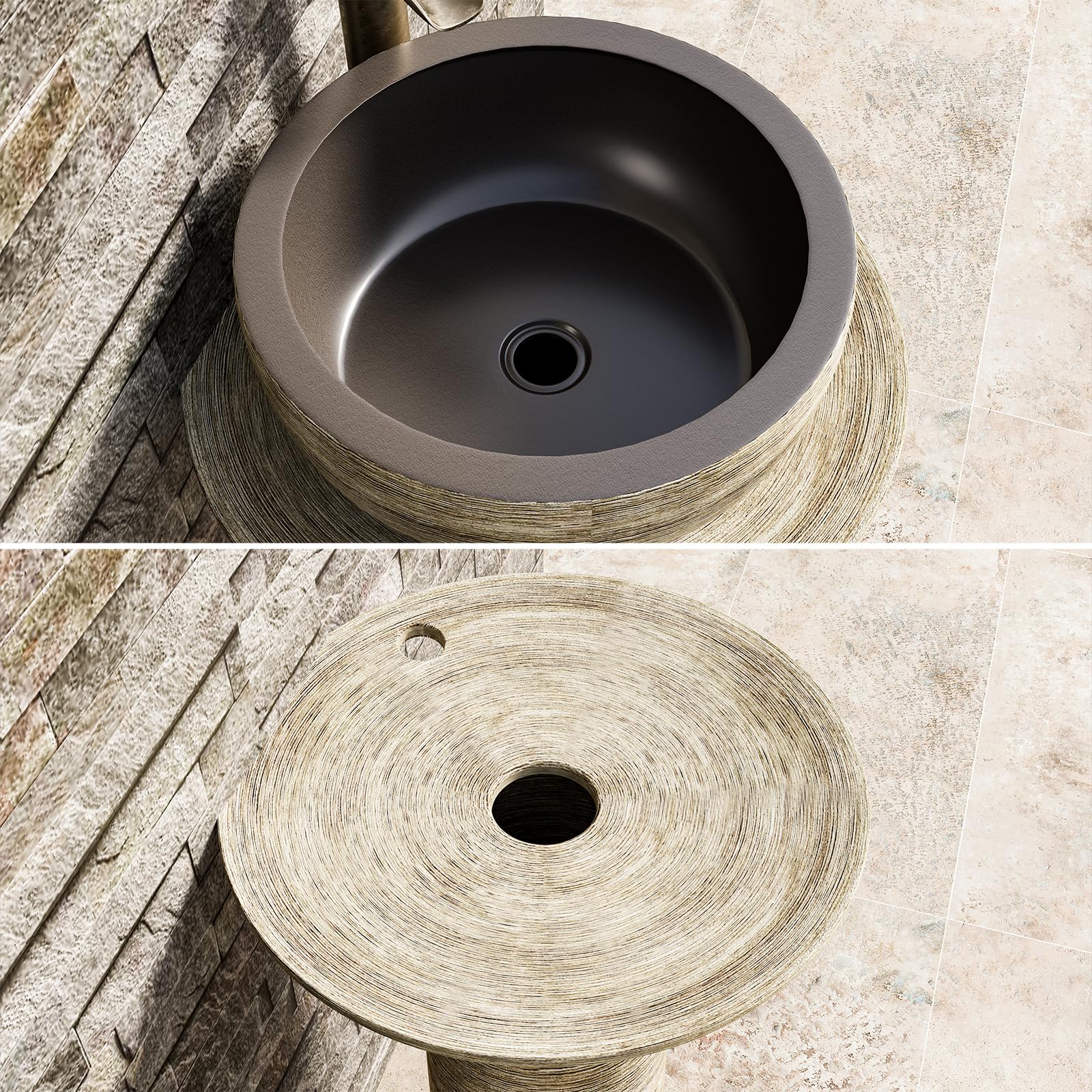 Modern Freestanding Kaolin Pedestal Sink for Bathroom - White Ceramic Vanity Basin Without Faucet & Drain - Perfect for Home Bathroom, Powder Room or Garden Decor