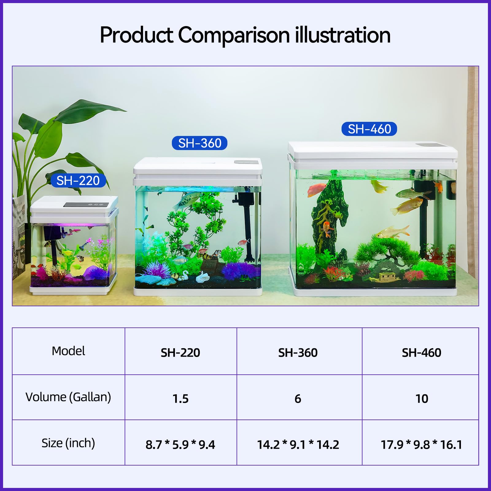 10 Gallon Betta Fish Tank Starter Kit - Smart Timer, 7 LED Lights with Adjustable Brightness, High-Clarity Glass & Efficient Filtration System | Perfect for Home, Office & Classroom Aquarium Setup