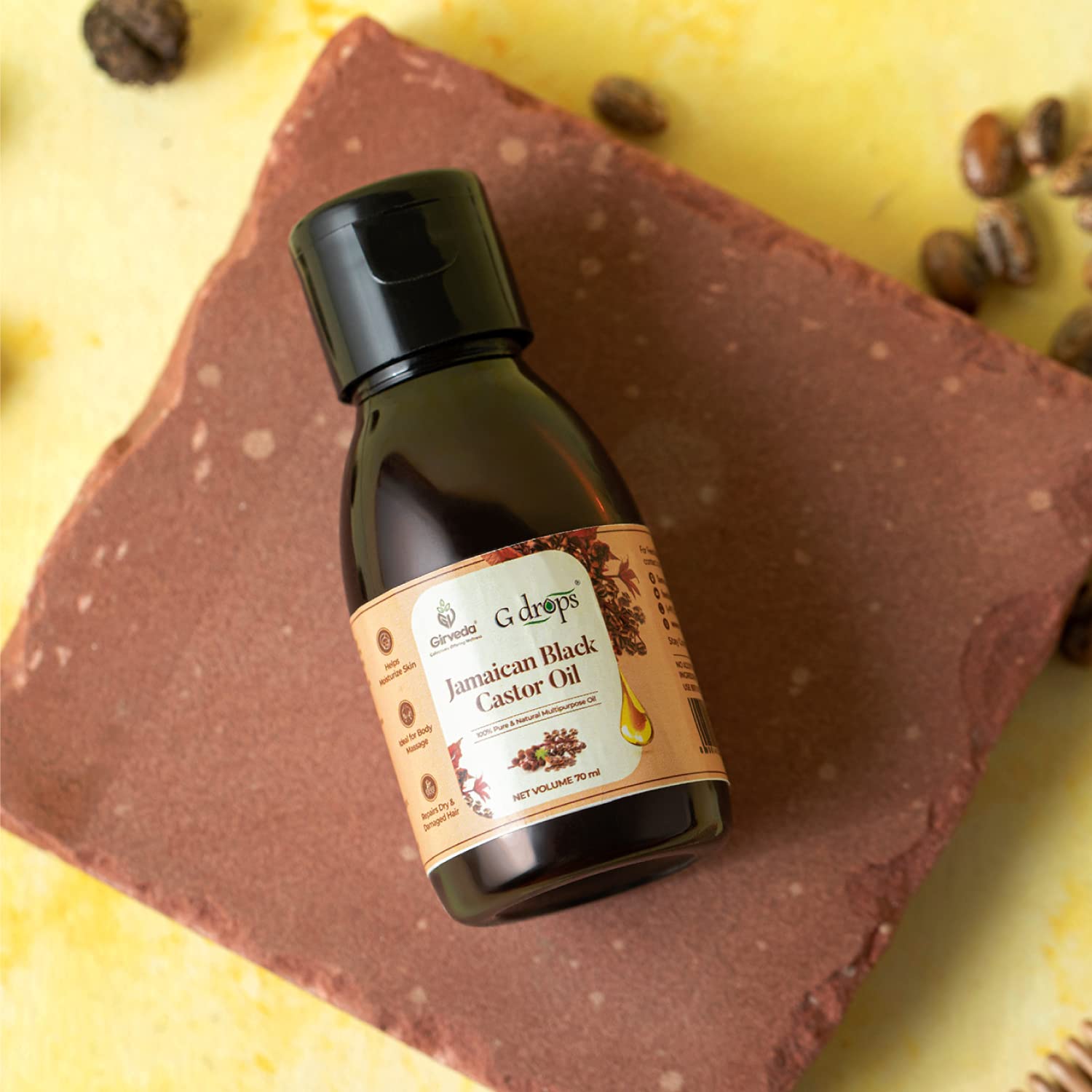 G Drops Jamaican Black Castor Oil for Hair Growth & Scalp Care - 70ml Natural Hair Treatment for Thicker, Stronger Hair - Perfect for Daily Use, Hair Masks & Styling