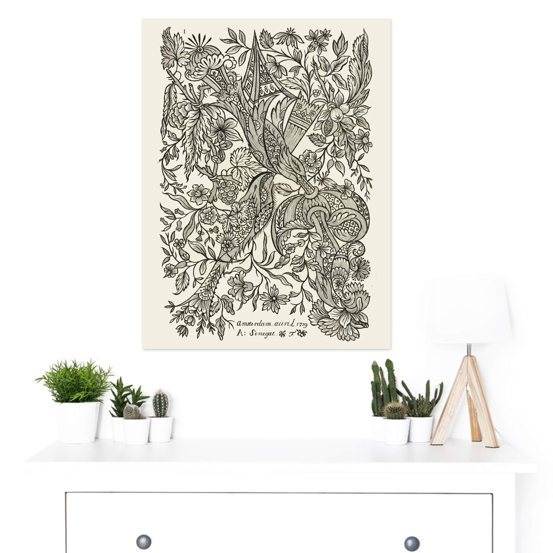 Artery8 Alexander Senegat Textile Design Etching - Large 18x24 Inch Wall Art Poster Print on Premium Thick Paper | Perfect for Living Room, Bedroom & Office Decor