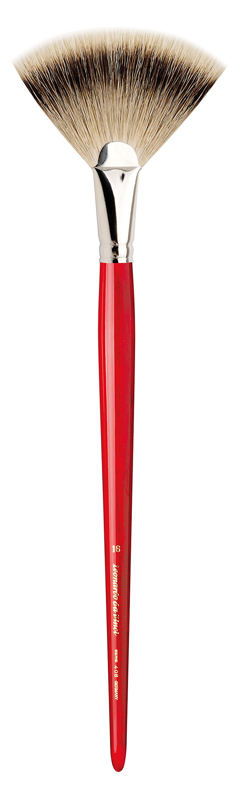 Premium da Vinci Varnish & Priming Series 408 Fan Blender Brush - Size 16 Pure Badger Hair with Red Lacquered Handle - Perfect for Oil Painting, Watercolor & Acrylic Art Techniques - Ideal for Blending, Glazing & Fine Detailing