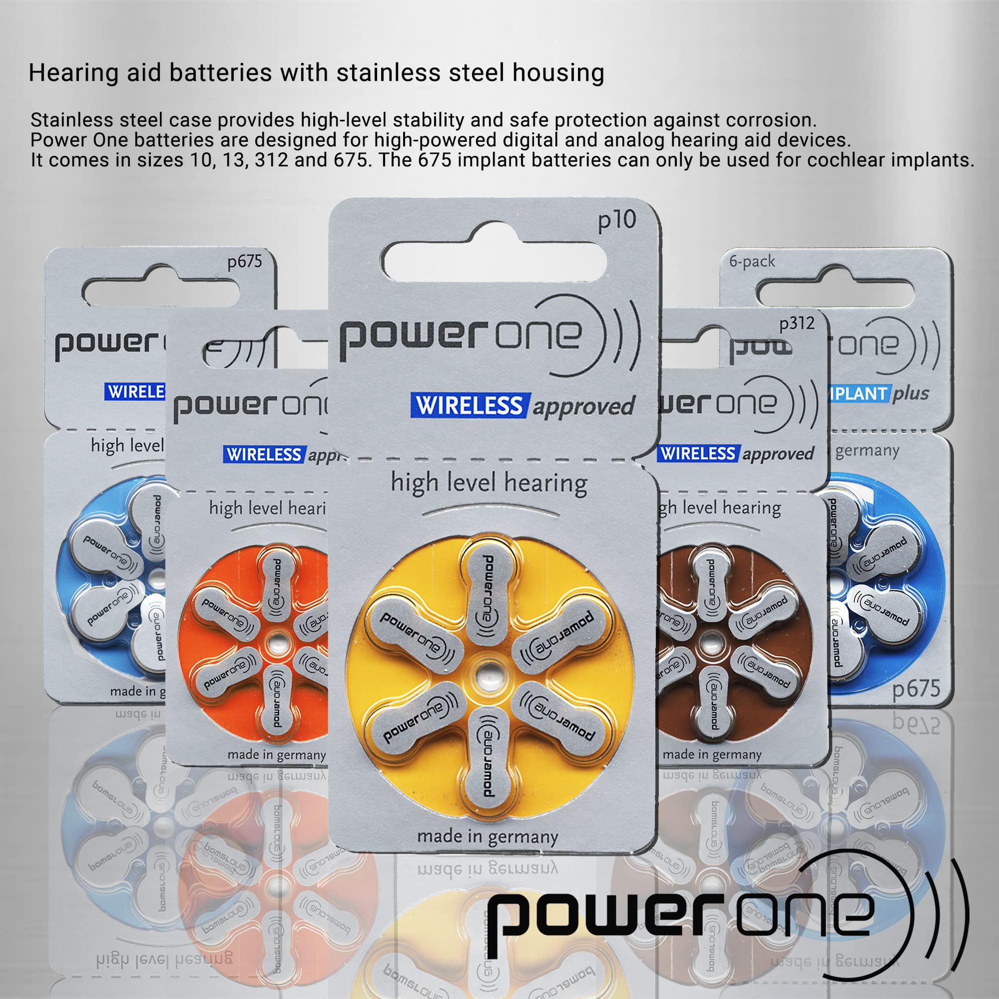 Power One Mercury-Free Hearing Aid Batteries Size 312 - 240 Batteries (4 Packs of 60) - Long-Lasting Zinc Air Technology for Clear Hearing - Perfect for Travel, Daily Use & Emergency Backup