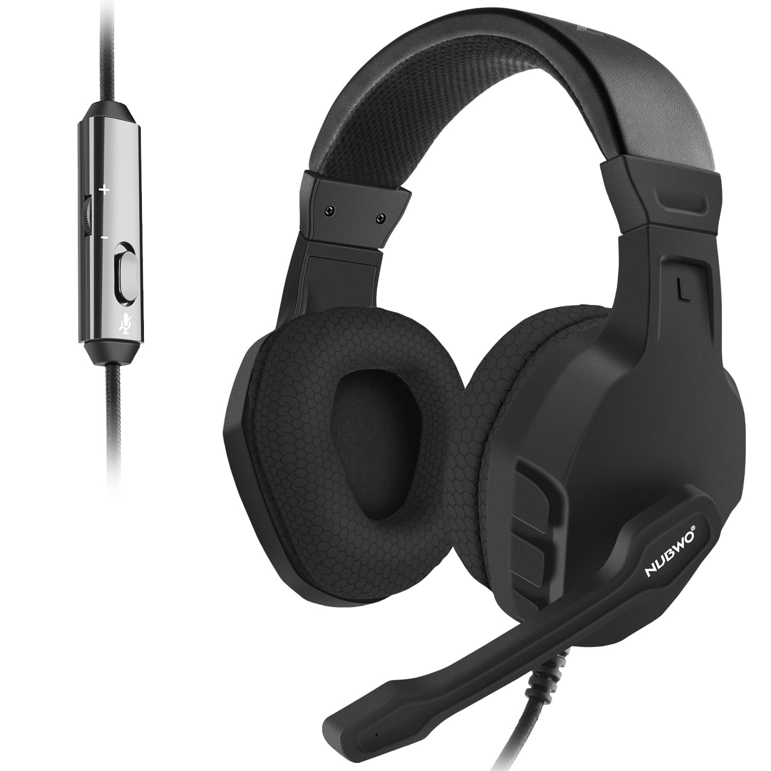 NUBWO U3 Gaming Headset with Noise Cancelling Mic - Wired Stereo Headphones for PC, PS5, PS4, Xbox One - Comfortable Over-Ear Design with Crystal Clear Sound - Perfect for Gaming, Streaming & Online Classes (Black)