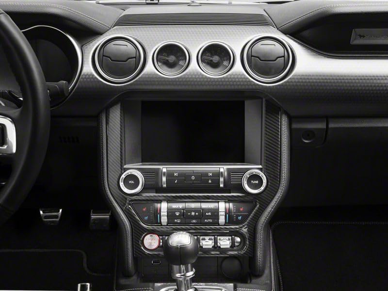 Carbon Fiber Style Center Dash Trim Compatible for Ford Mustang 2015-2023 | Interior Upgrade for Car Enthusiasts | Perfect for Racing, Car Shows & Daily Driving