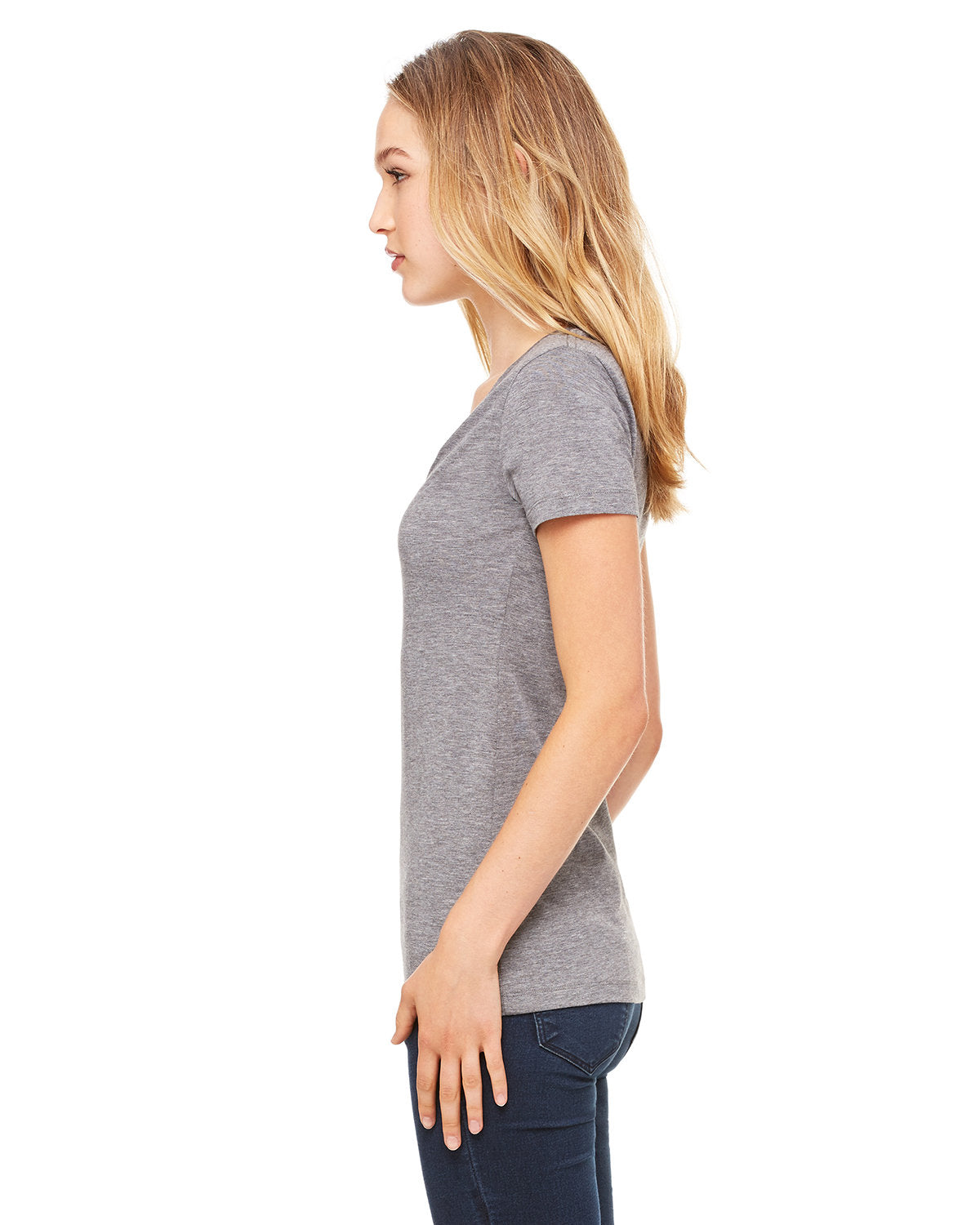 Bella + Canvas 8435 Women's Soft Tri-Blend Short Sleeve V-Neck T-Shirt - Comfortable Casual Tee for Everyday Wear, Gym, and Lounge
