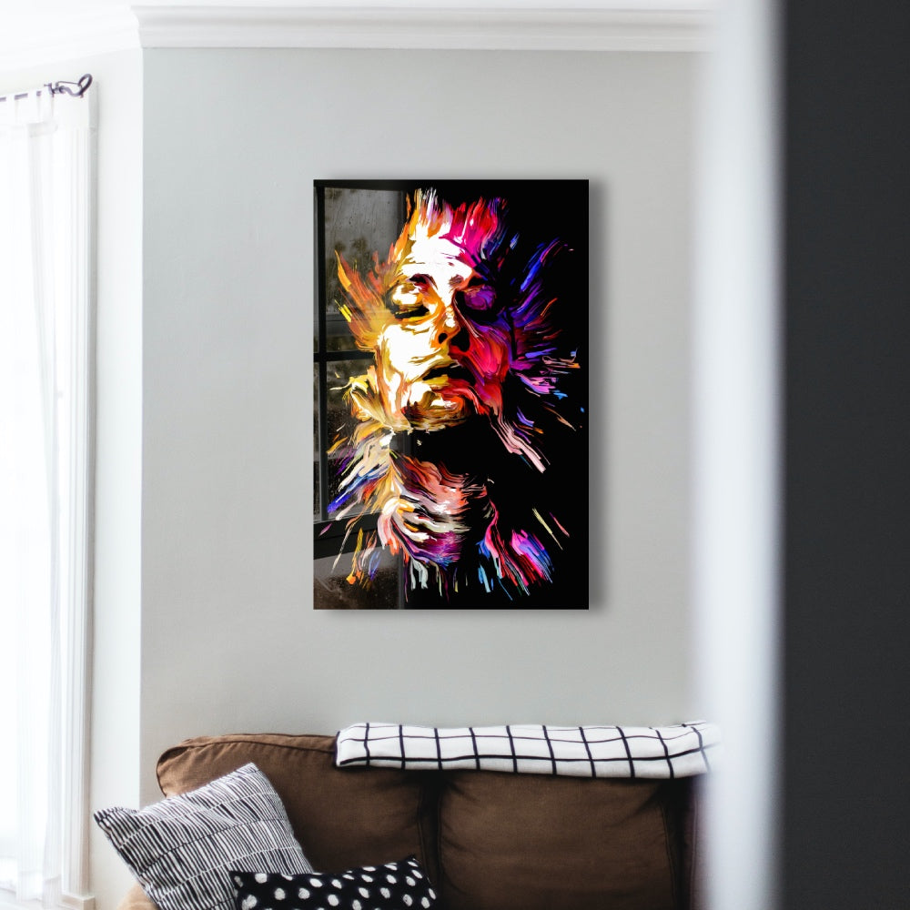 Vibrant Abstract Portrait Wall Art - Modern Canvas Painting for Living Room, Bedroom & Office Decor