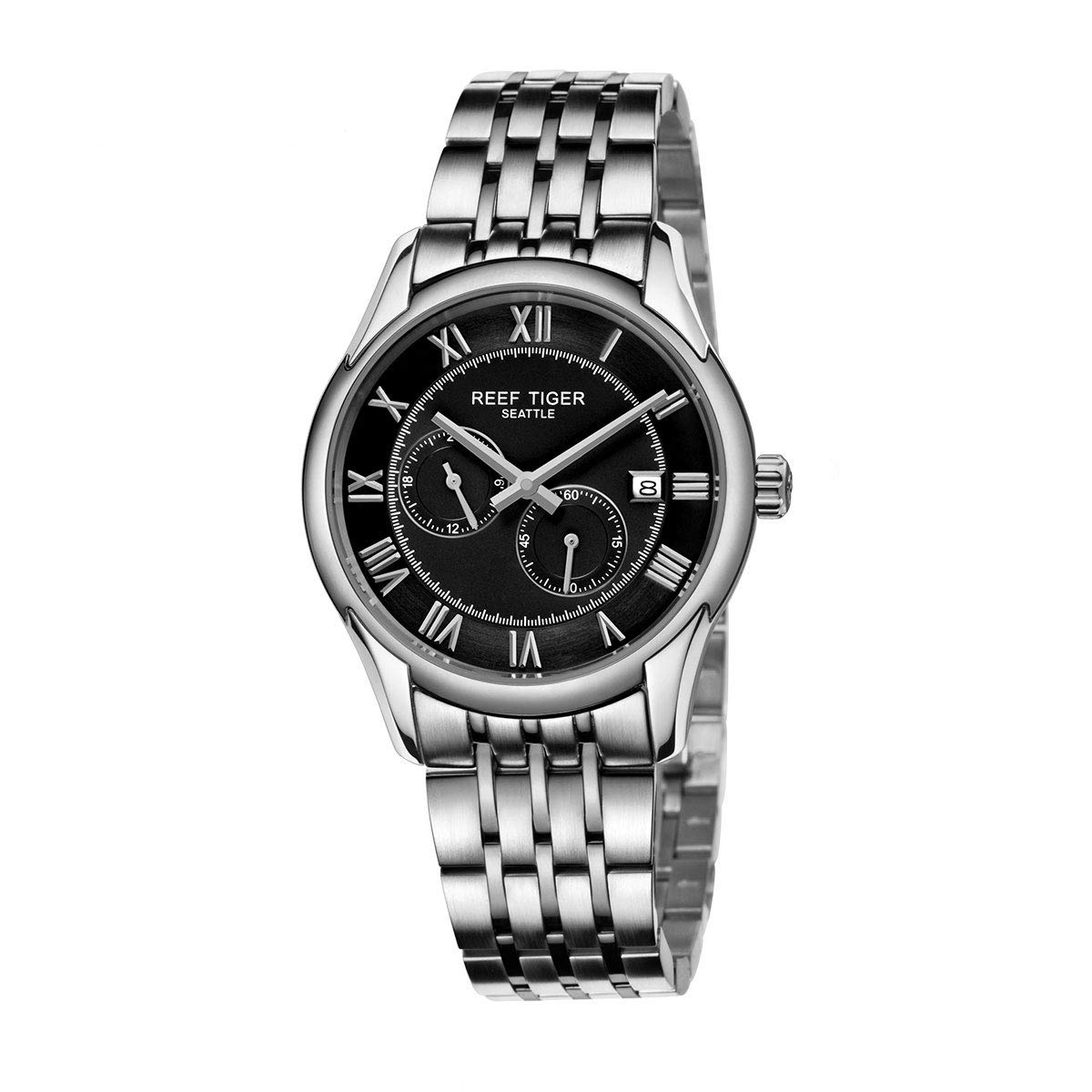 REEF TIGER Men's Luxury Automatic Watch - Stainless Steel Analog Business Dress Watch with Date Display (RGA165-YBY) | Perfect for Office, Formal Events & Professional Settings