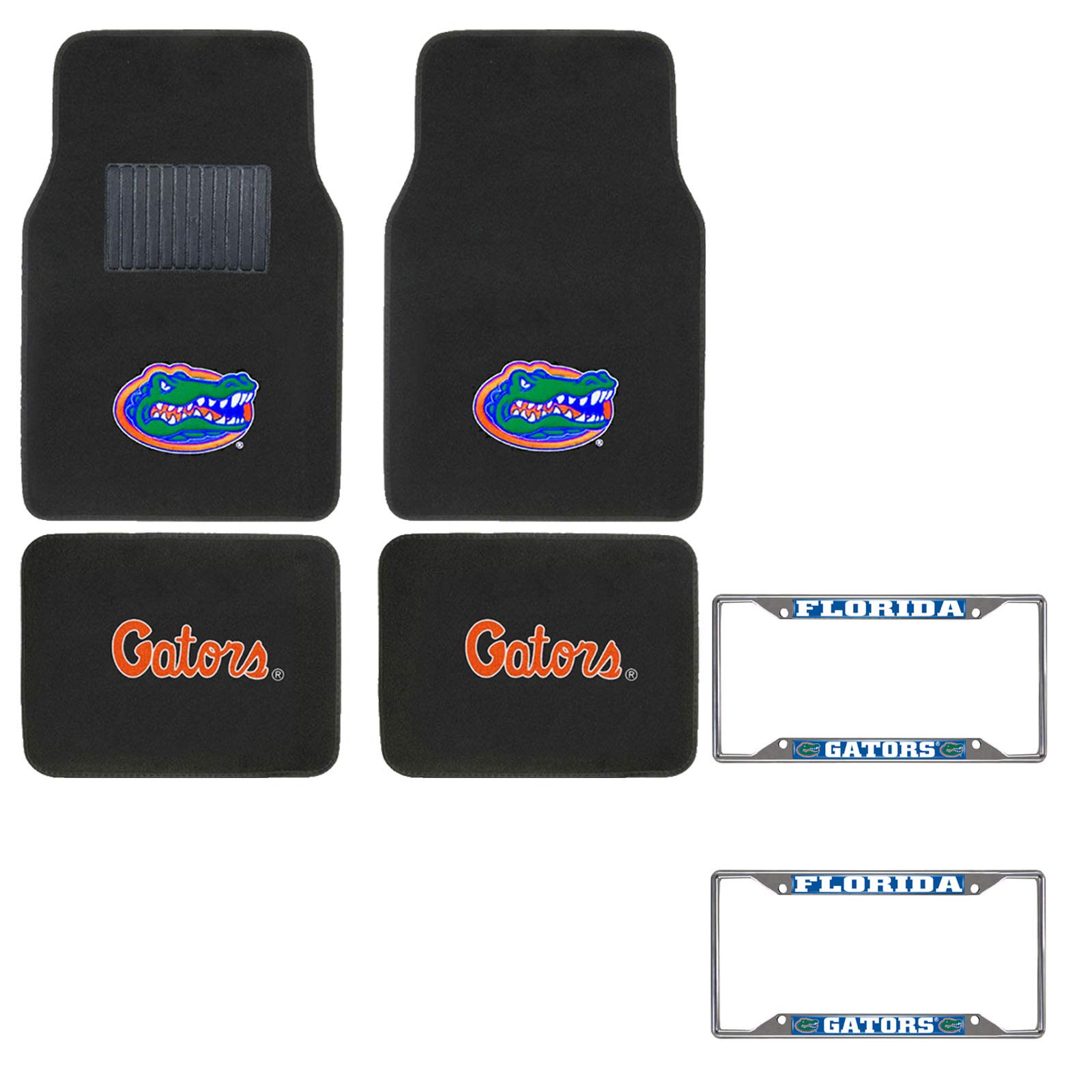 Florida Gators All-Weather Car Floor Mats & License Plate Frames Set - Official Licensed NCAA Team Accessories for Trucks, SUVs & Sedans - Perfect for Game Day, Tailgating & Showing Team Spirit