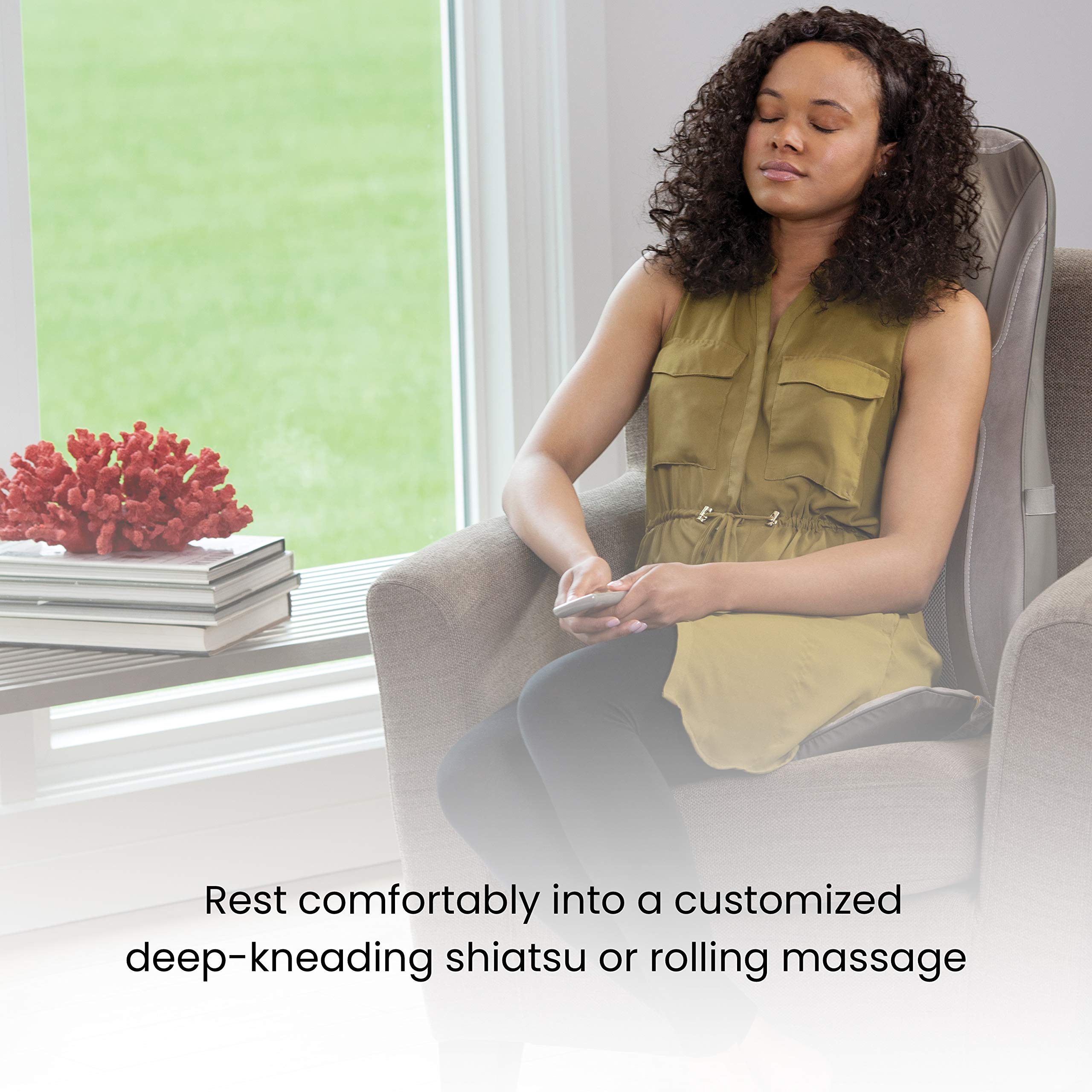 HoMedics Shiatsu Elite Pro Massage Cushion with Heat - Full Back Kneading & Rolling Massage - Adjustable Height & Heat Settings - Programmable Controller - Perfect for Office, Home & Car Use