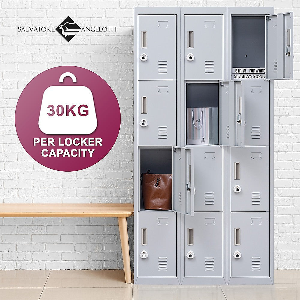 12-Door Locker with 3-Digit Combination Lock for Office, Gym, Shed, School & Home Storage - Secure Organization for Personal Belongings, Equipment & Valuables