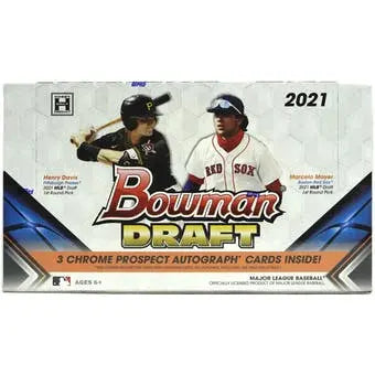 2021 Bowman Draft Baseball Hobby Box - 12 Packs with Autograph & Rookie Cards - Perfect for Collectors, Investors & Fantasy Baseball Fans