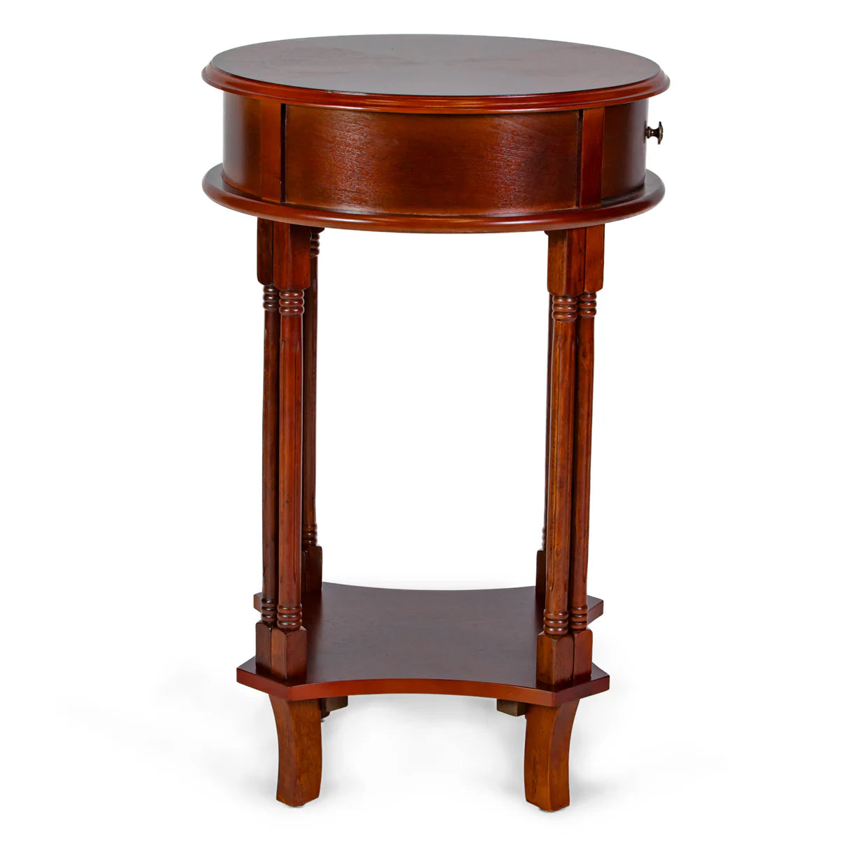 Round Accent Table with Cherry Finish - Solid Wood Side Table by All Things Cedar - Perfect for Living Room, Bedroom, or Entryway Decor
