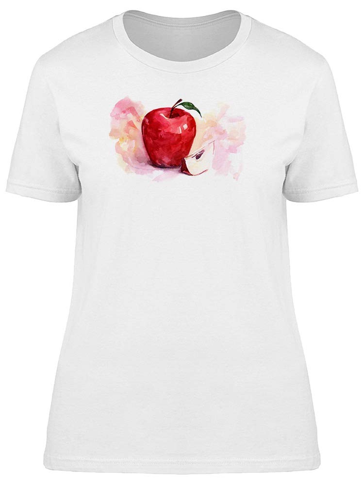 Smartprints Women's Cool Watercolor Red Apple Graphic T-Shirt - Soft Cotton Casual Tee for Everyday Wear, Street Style & Summer Outfits
